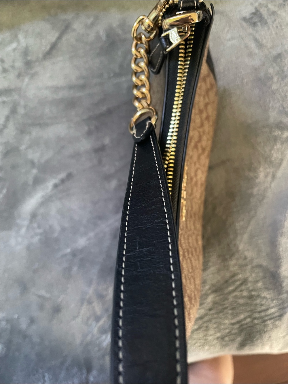Coach Brown Signature Canvas Shoulder Bag with Black Trim - Picture 11 of 12